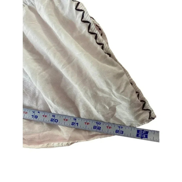 Embroidered Floral Peasant Blouse Top NICOLE Miller Sz Large White Silk/Cotton - Picture 15 of 16